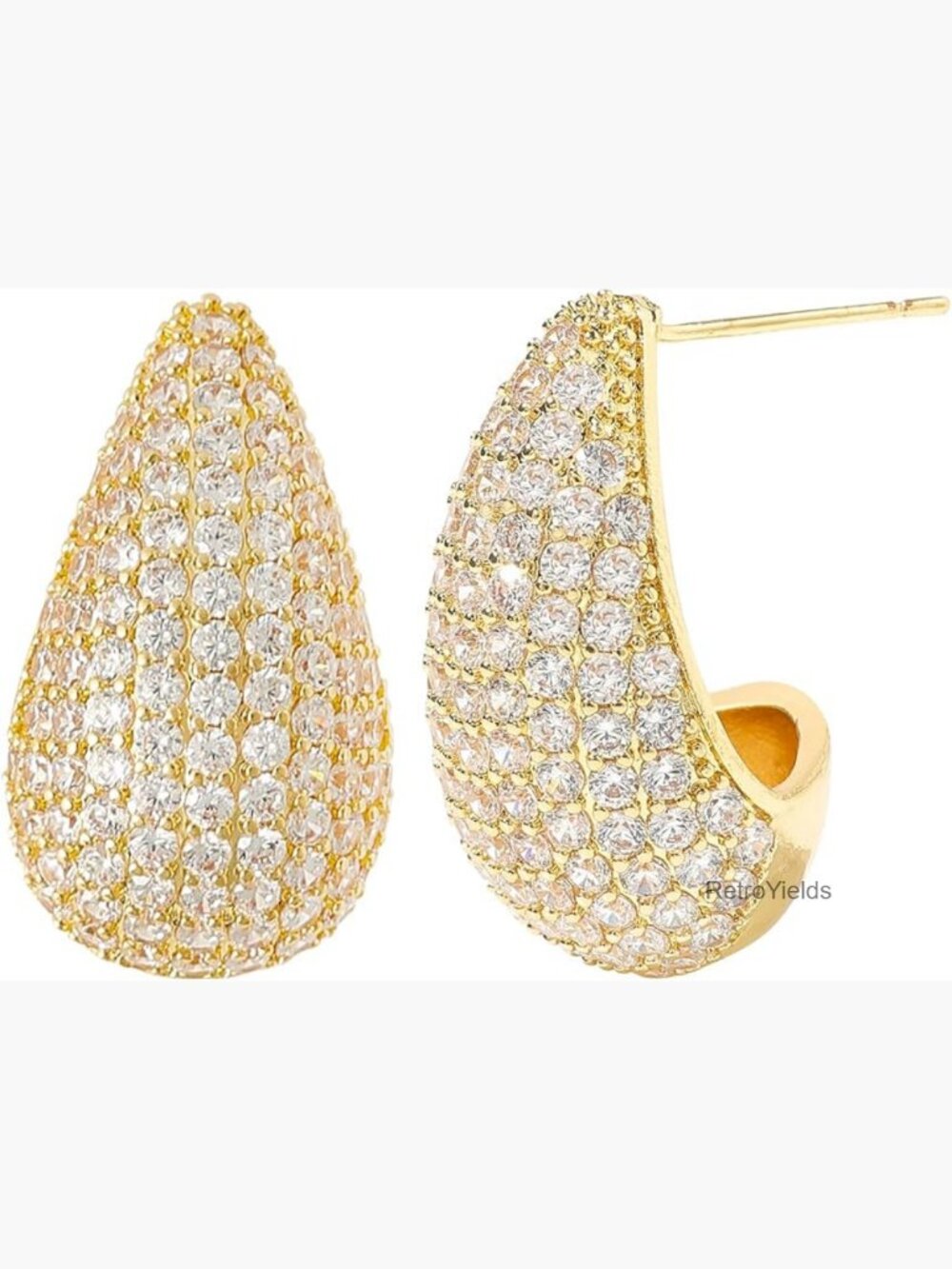 Chunky Hoop Teardrop Earrings Cubic Zirconia Dangle Lightweight Gift